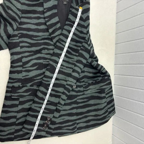 Ann Taylor Black and Green Wool Blend ‎ Zebra Blazer size 14 - Image 10