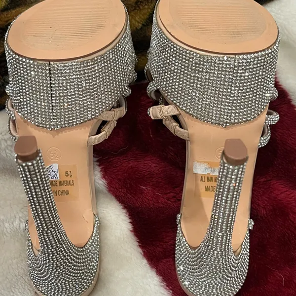 Cathy In USA 5.5 Silver Rhinestone Platform Heels - Image 3