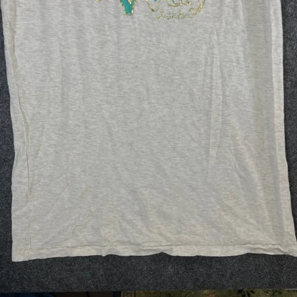 Hollister Womens Single All The Way Graphic Tee Oatmeal Heather Large Y2K VTG - Image 9
