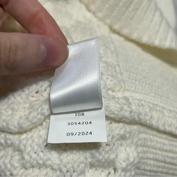 Parker Johnny Collar Cable Knit Cardigan Antique White Small Preppy Fisherman - Image 9