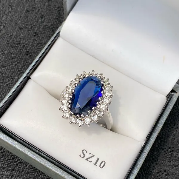 💎💙 NWT NIB New Directions Princess Diana Style Size 10 Sapphire Blue Style Cubic Zirconia Crystal Ring $20.00 💙💎 - Image 3