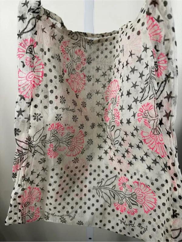 X367. Free people- Floral Print Cotton Shoulder Bag in Pink and Cream - Image 2