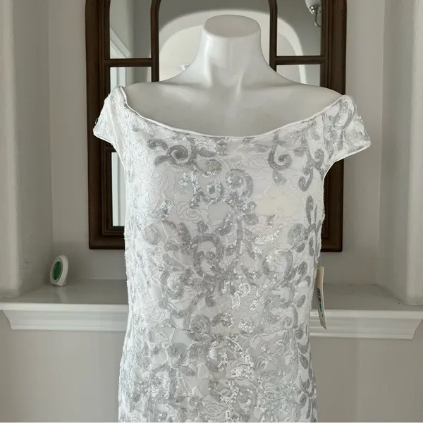 Eliza J. IVORY Off-the-Shoulder Dress Sequined Size 16, New w/Tag Retail $168 - Image 8