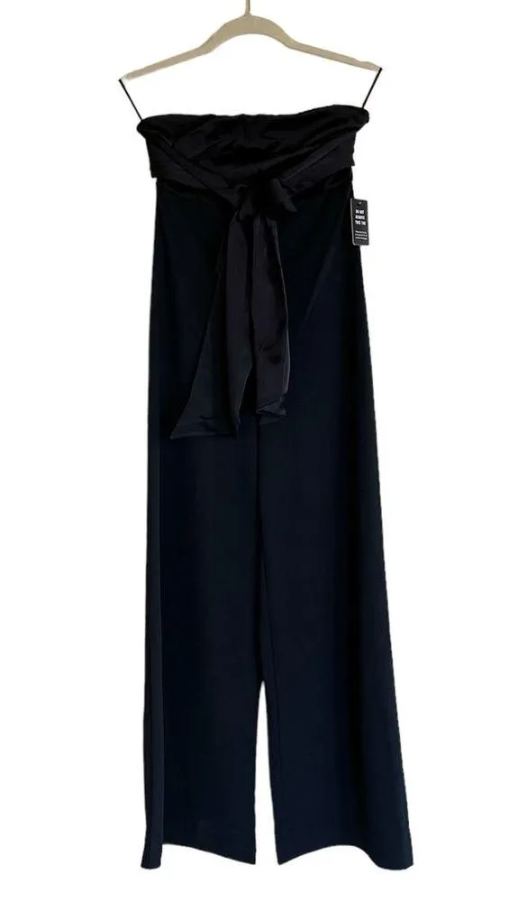 NWT EXPRESS Satin Pieced Strapless Jumpsuit BLACK XS - Image 6