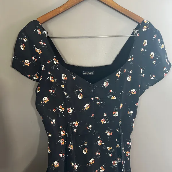 Abercrombie & Fitch Black Floral Mini Dress Size Medium - Image 4