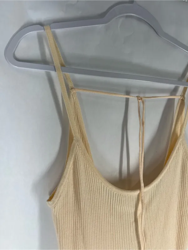 Beginning Boutique Zaria Beige Ribbed Knit Midi Dress Size 12/L NWT - Image 4