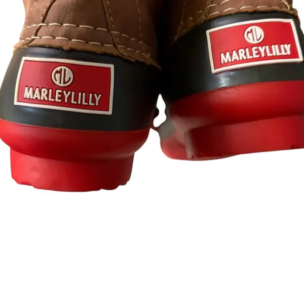 MarleyLilly Women's Duck Boots Waterproof Brown Tan Red Soles Size 7 - Image 7