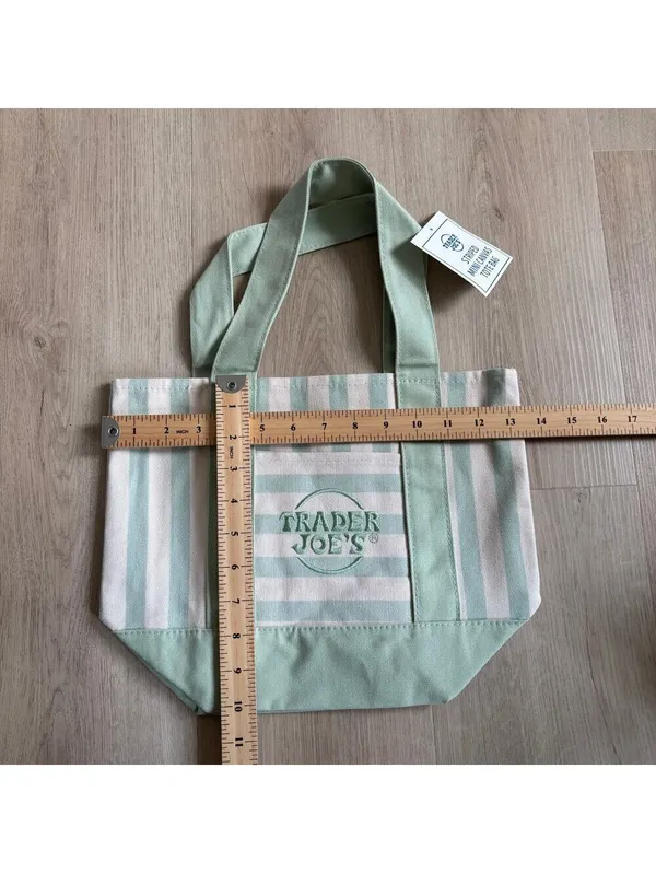 Trader Joe's NWT Newly Released Summer 2026 Green Striped Mini Tote Bag - Image 3