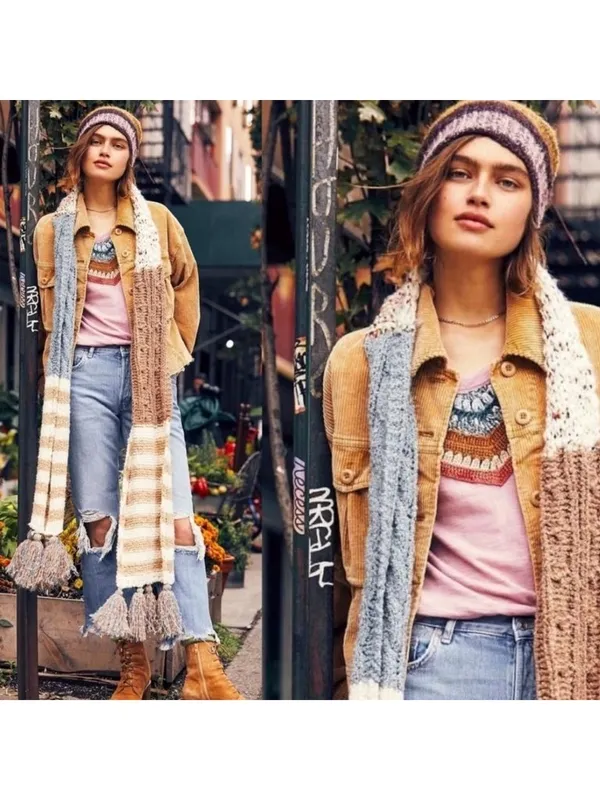 Free People Nova Scarf Chunky Oversized Whimsical Fairy Lagenlook Texture NWT - Image 2