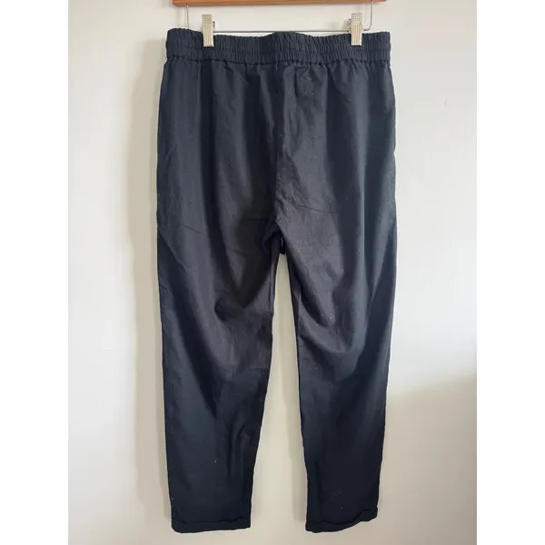 J.Crew‎ Womens Pants Black Linen Cotton Blend Drawstring Basic Lightweight Size 4 - Image 2