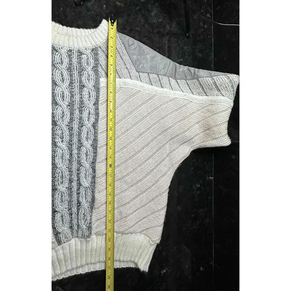 Juice vintage cable Knit patchwork leather‎ Striped Sweater Long Sleeve XL - Image 10