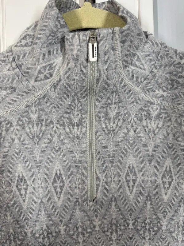 Smartwool Women's Merino 250 Base Layer Pattern 1/4 Zip Pullover Gray Moonbeam - Image 3
