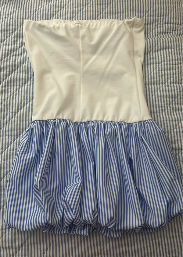 Bubble blue and white dress - Image 2