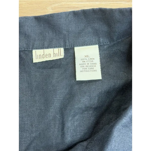 Linden Hill Womens XL 16 Black 100% Linen Jacket Pants 2 Piece Matching Set - Image 4