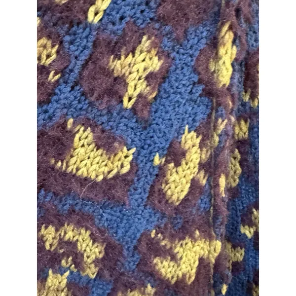 Free People‎ Womens Little Animal Pullover Blue Fig Combo Size Medium Oversized! - Image 6