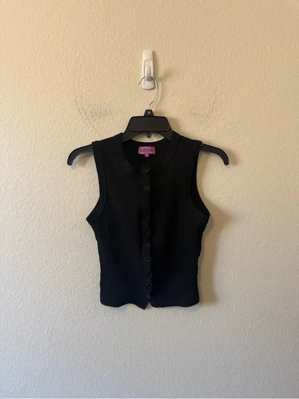 Edikted Basel Button up Tank Top Black Size XS Ribbed Summer Spring Y2K - Image 2