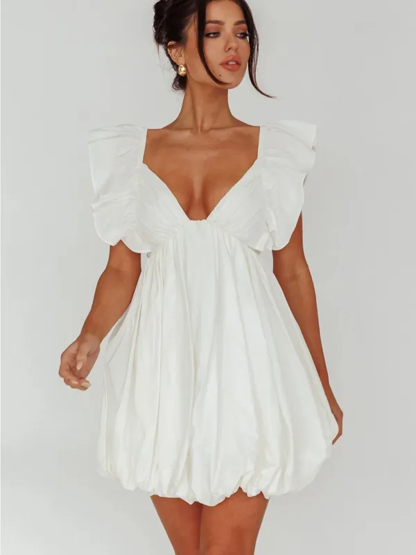 NWT Selfie Leslie Horoscope Bubble Hem Mini Dress Ivory - Image 3