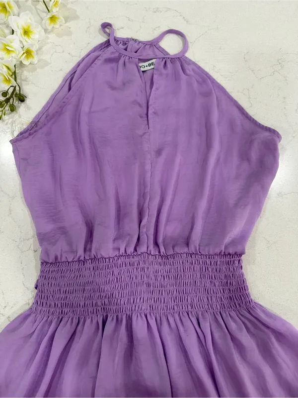 DO+BE Lavender Halter Smocked-Waist Casual Dress - Image 3