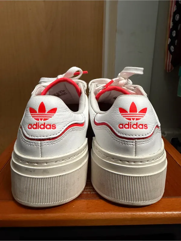 Adidas Superstar Bold White and Red Women’s Platform Sneakers. Size: 7 - Image 5
