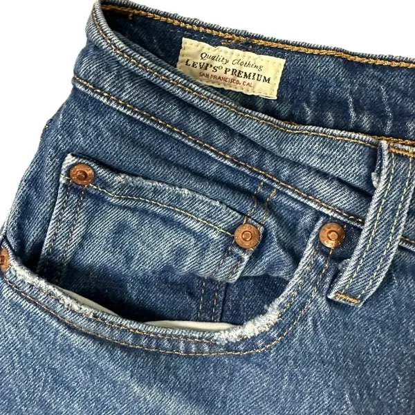 Levi's 501 Premium Crop Jeans in Charleston Fun Size 27 Big E Distressed Raw Hem - Image 12