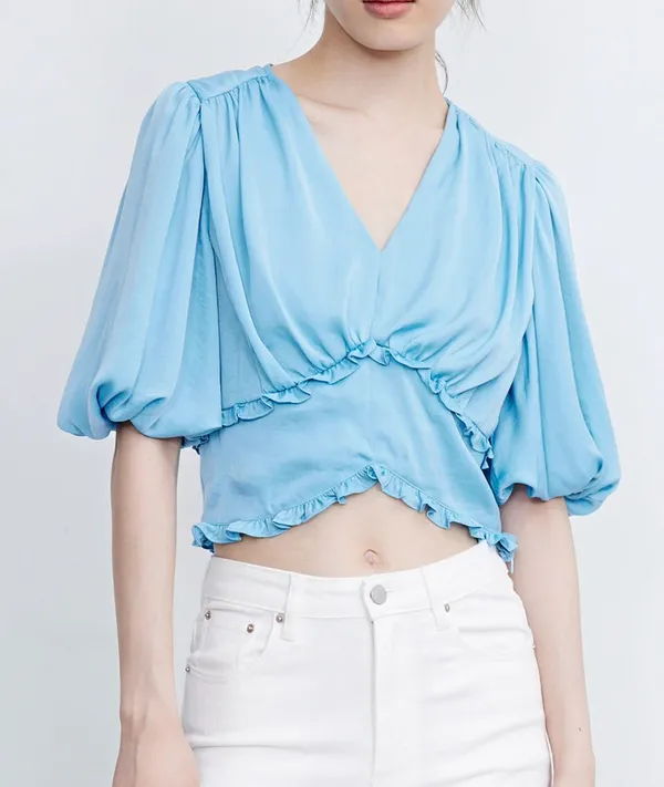 Urban Revivo V Neck Puff Sleeve Top - Image 7