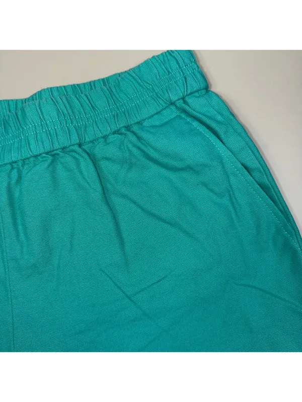 J.Crew Women’s Aqua Cotton Pull-On Shorts Size 8 Casual Elastic Waist - Image 3