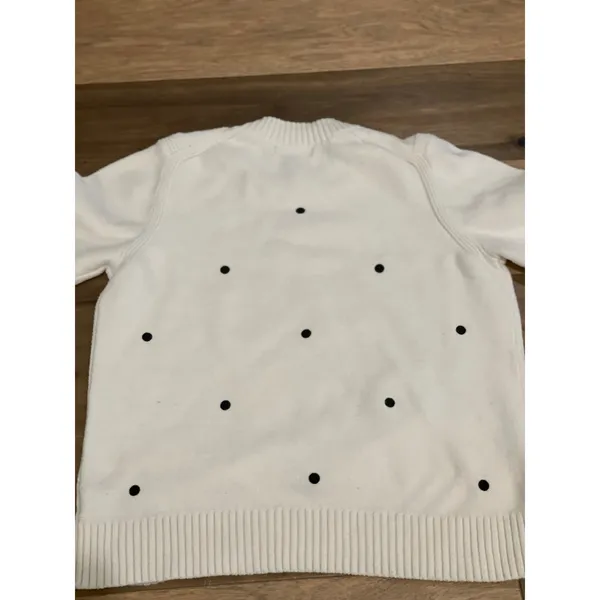 Banana Republic L White Black Polka Dot Knit Sweater - Image 6