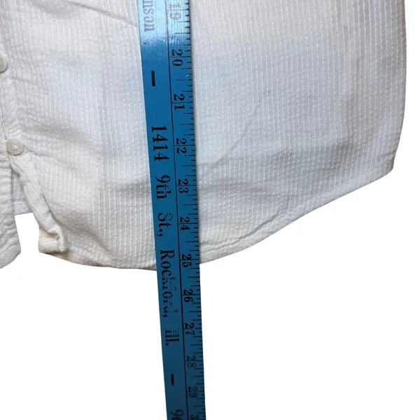Faherty Willa Blouse White Organic Cotton Pintuck Ruffle Button Front Top Small‎ - Image 6