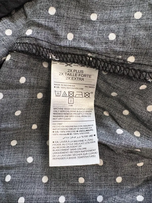 Old Navy Black Polka‎ Dot V-Neck Midi Dress Long Sleeve Size 2X - Image 4