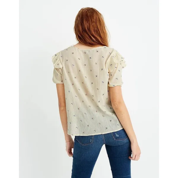 Womens Size S Madewell Embroidered Top EUC - Image 3