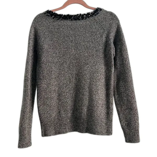 J.Crew Y2K Sequin Lambswool Sweater Cozy Grey Layer - Image 5