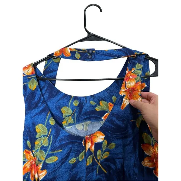 Vintage Jamie‎ Brooke 90s Blue Flower Print Maxi Dress Size 13 - Image 10