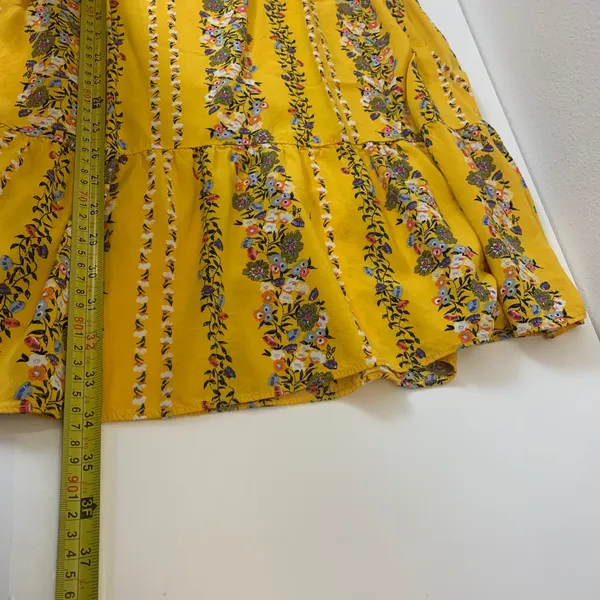 Old Navy Women's M Mustard Yellow‎ Floral Stripe Smocked Tiered Maxi Dress Boho - Image 4