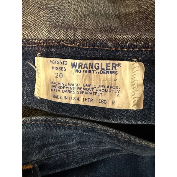 Wrangler Vintage No-Fault Denims High Rise Wide Leg Jeans Blue USA Made Size 20 - Image 8