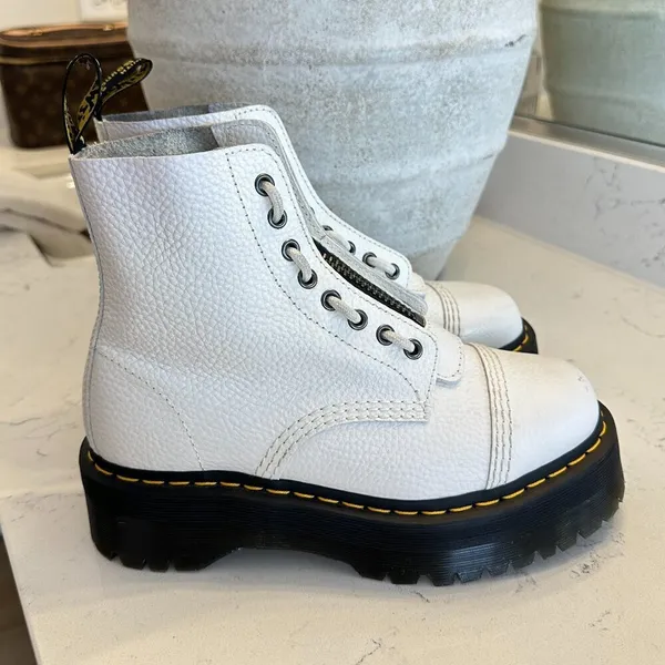 DR. MARTENS Sinclair Platform Bootie (Women) in White Milled Nappa Leather US 8 - Image 7