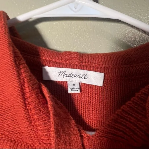 Madewell Women's Size Medium Clairview Hoodie Sweater Maple Glow‎ Orange NC682 - Image 13