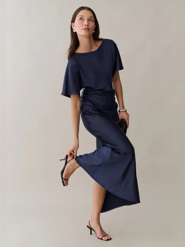 NWT Few Moda Wren Dress size 12 Navy Blue maxi o.p.t - Image 4