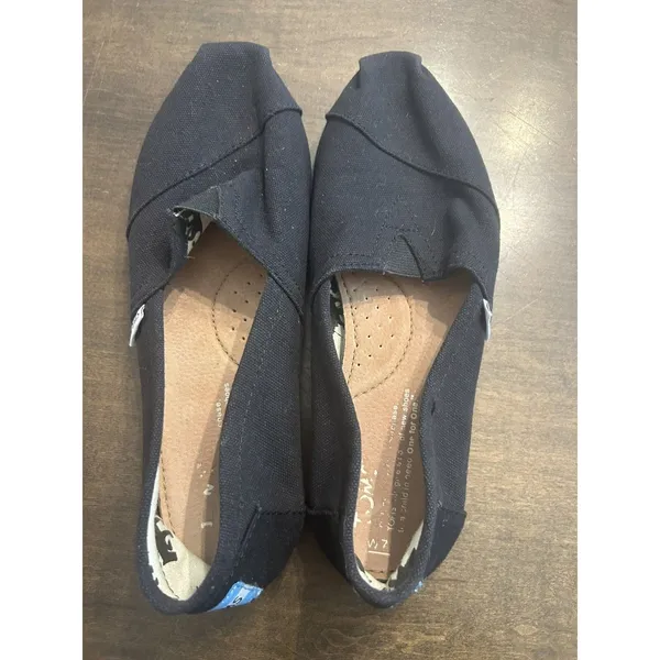 TOMS Women's Canvas Black Slip On Casual Loafers Shoes Size 7 Flats Comfort - Image 5