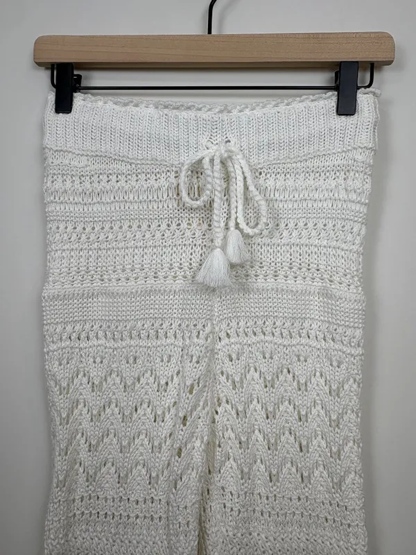 🌟 Love Shack Fancy 🌟 Fosta Crochet Cotton Flared Pull On Pant White Xs - Image 5