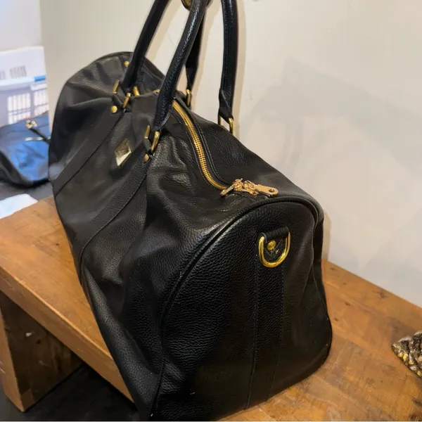 Packs Project Black & Gold Faux Leather Duffle Bag - Image 3