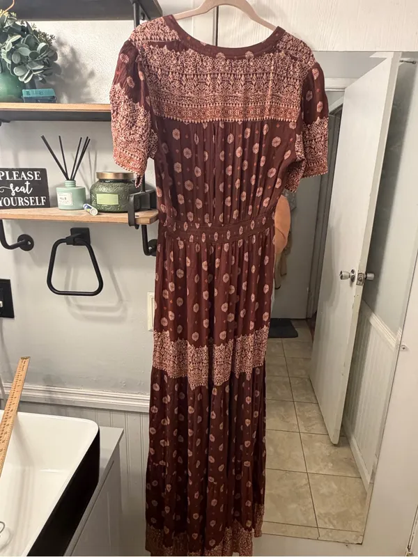 Knox Rose Brown Printed Boho Maxi Dress - Image 4