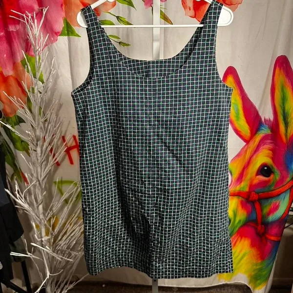 X13. Joe Fresh green and white grid print dress Size L - Image 3