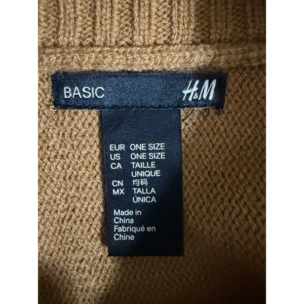 H&M Camel Brown Cowl Neck Poncho Sweater Cape Oversized One Size - Image 5