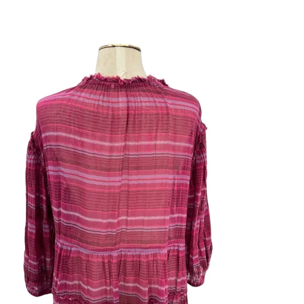 Free People Gianna Striped Tunic Dress Tasseled Pink‎ Size Small - Image 9