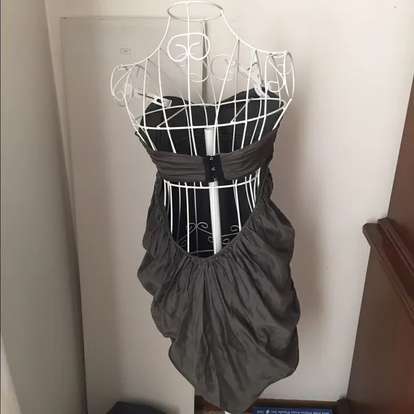 Zara Night Collection Strapless Bubble Hem Top Size S Gray - Image 2