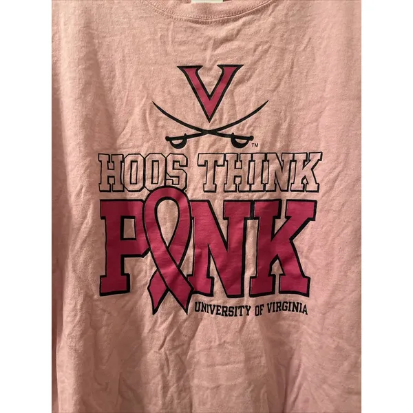 Anvil UNIVERSITY OF VIRGINIA Cavaliers Adult Unisex T-Shirt "HOOS THINK PINK" Size M - Image 5