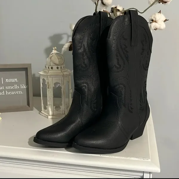True Craft Cowboy Western Black Boots New - Image 5