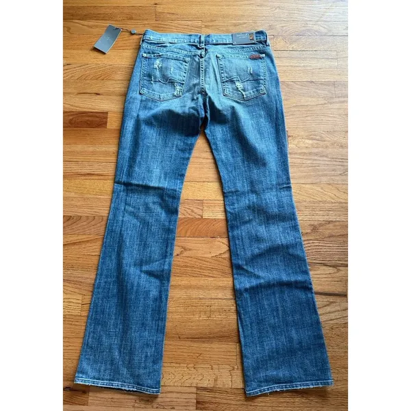 7‎ Seven For All Mankind Jeans Women 32 Bootcut Blue Western USA Made Y2K NEW - Image 2