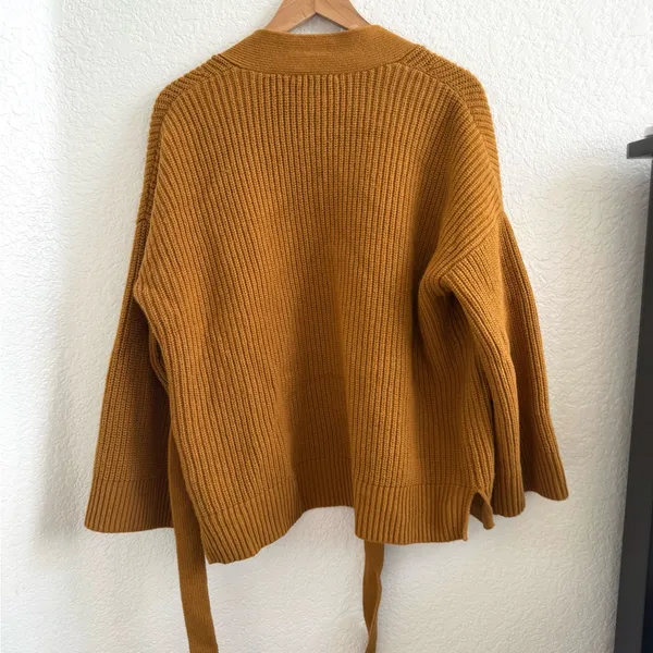 Madewell Madison Rib Side Tie Cardigan In Golden Harvest Camel‎ Tan Brown M - Image 7