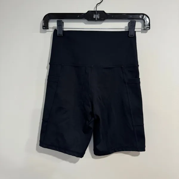 Aerie Offline Womens Solid Black Biker Yoga Shorts Size Small 7" Inseam Workout - Image 2
